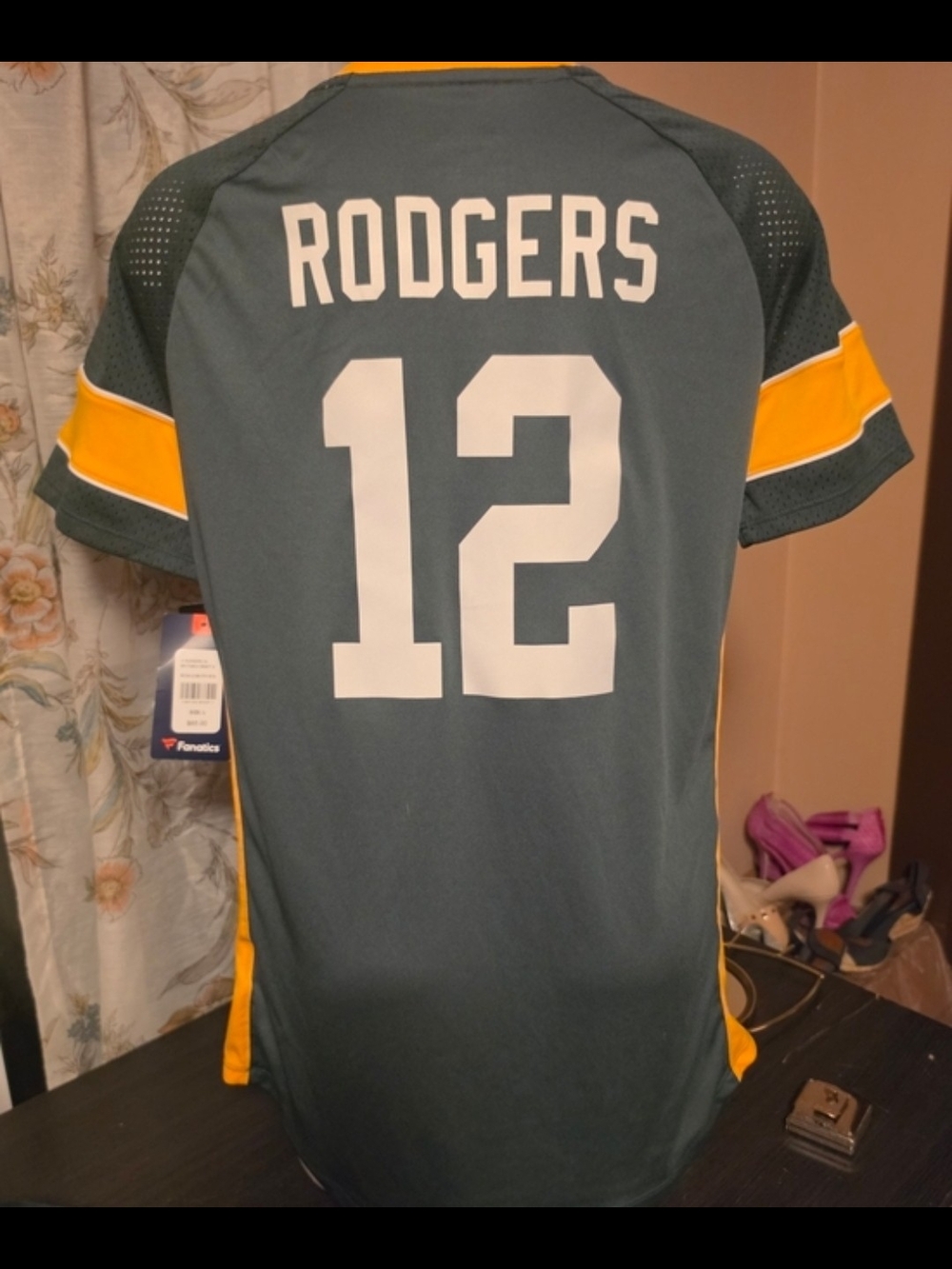 Fanatics Green and Gold Lace-Up Women's Football Jersey - Picture 3 of 3